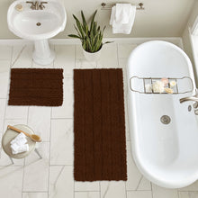 Load image into Gallery viewer, 2 Piece Rectangular Bath Rug Set, 15x23 + 27x47 inch, Brown