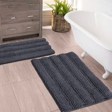 Load image into Gallery viewer, 2 Piece Rectangular Bath Rug Set, 15x23 + 20x30  inch, Charcoal