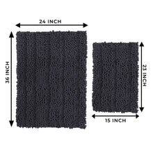 Load image into Gallery viewer, 2 Piece Rectangular Bath Rug Set, 15x23 + 24x36 inch, Charcoal