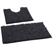 Load image into Gallery viewer, LuxUrux Bathroom Rugs Luxury Chenille 2-Piece Bath Mat Set, Charcoal