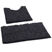 Load image into Gallery viewer, Luxury Chenille Bathroom Rugs 2-Piece Bath Mat Set, Small, Charcoal