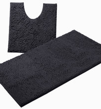 Load image into Gallery viewer, Bathroom Rugs Luxury Chenille 2-Piece Bath Mat Set, Large, Charcoal