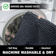 Load image into Gallery viewer, 2 Piece Bath Rug + Square Cutout Toilet Mat Set, Charcoal