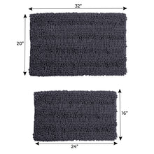 Load image into Gallery viewer, 2 Piece Rectangular Bath Rug Set, 15x23 + 20x30  inch, Charcoal