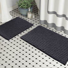 Load image into Gallery viewer, Rectangular 2 Piece Bath Rug Set | 20x30 + 15x23 inch | Charcoal