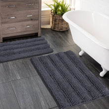 Load image into Gallery viewer, 2 Piece Rectangular Bath Rug Set, 15x23 + 20x30  inch, Charcoal