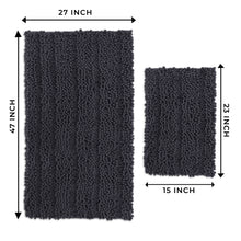 Load image into Gallery viewer, 2 Piece Rectangular Bath Rug Set, 15x23 + 27x47 inch, Charcoal