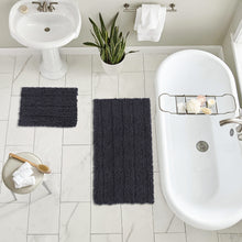 Load image into Gallery viewer, 2 Piece Rectangular Bath Rug Set, 15x23 + 24x36 inch, Charcoal