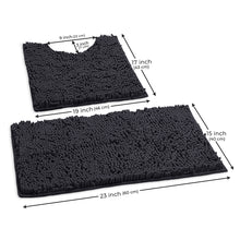 Load image into Gallery viewer, Luxury Chenille Bathroom Rugs 2-Piece Bath Mat Set, Small, Charcoal