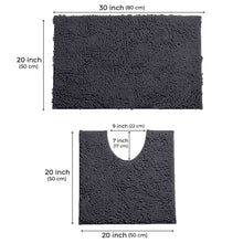 Load image into Gallery viewer, LuxUrux Bathroom Rugs Luxury Chenille 2-Piece Bath Mat Set, Charcoal