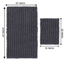 Load image into Gallery viewer, Rectangular 2 Piece Bath Rug Set, 15x23 + 27x47 inch, Charcoal