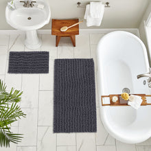 Load image into Gallery viewer, Rectangular 2 Piece Bath Rug Set, 15x23 + 24x36 inch, Charcoal
