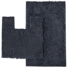 Load image into Gallery viewer, 2 Piece Bath Rug + Square Cutout Toilet Mat Set, Charcoal