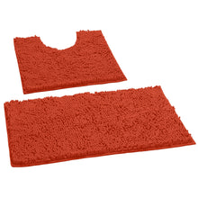 Load image into Gallery viewer, LuxUrux Bathroom Rugs Luxury Chenille 2-Piece Bath Mat Set, Coral