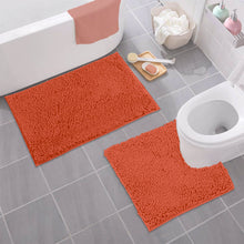 Load image into Gallery viewer, LuxUrux Bathroom Rugs Luxury Chenille 2-Piece Bath Mat Set, Coral