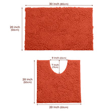 Load image into Gallery viewer, LuxUrux Bathroom Rugs Luxury Chenille 2-Piece Bath Mat Set, Coral