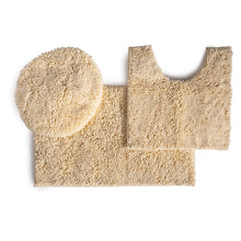 Load image into Gallery viewer, 3pc Set (Style B) Bath Rug + U Shape Toilet Mat + Round Toilet Lid Cover Rug, Cream