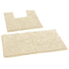 Load image into Gallery viewer, 2 Piece Bath Rug + Square Cutout Toilet Mat Set, Cream