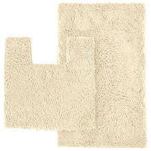 Load image into Gallery viewer, 2 Piece Bath Rug + Square Cutout Toilet Mat Set, Cream