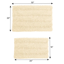 Load image into Gallery viewer, 2 Piece Rectangular Bath Rug Set, 15x23 + 20x30  inch, Cream