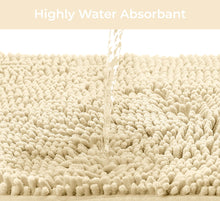 Load image into Gallery viewer, 2 Piece Bath Rug + Square Cutout Toilet Mat Set, Cream