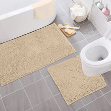 Load image into Gallery viewer, Bathroom Rugs Luxury Chenille 2-Piece Bath Mat Set, Large, Cream
