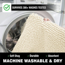 Load image into Gallery viewer, 2 Piece Bath Rug + Square Cutout Toilet Mat Set, Cream