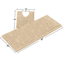 Load image into Gallery viewer, Luxury Microfiber 2-Piece Toilet & Bath Mat Set, XL, Cream