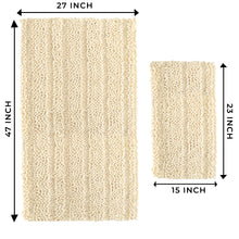 Load image into Gallery viewer, 2 Piece Rectangular Bath Rug Set, 15x23 + 27x47 inch, Cream
