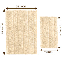 Load image into Gallery viewer, 2 Piece Rectangular Bath Rug Set, 15x23 + 24x36 inch, Cream