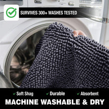 Load image into Gallery viewer, 2 Piece Bath Rug + Square Cutout Toilet Mat Set, Dark Grey