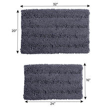 Load image into Gallery viewer, 2 Piece Rectangular Bath Rug Set, 15x23 + 20x30  inch, Dark Gray