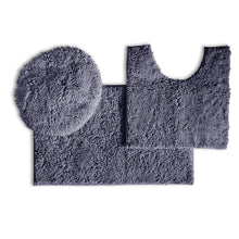 Load image into Gallery viewer, 3pc Set (Style B) Bath Rug + U Shape Toilet Mat + Round Toilet Lid Cover Rug, Blue