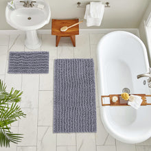 Load image into Gallery viewer, Rectangular 2 Piece Bath Rug Set, 15x23 + 24x36 inch, Dark Gray