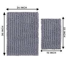 Load image into Gallery viewer, Rectangular 2 Piece Bath Rug Set, 15x23 + 24x36 inch, Dark Gray