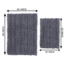 Load image into Gallery viewer, 2 Piece Rectangular Bath Rug Set, 15x23 + 24x36 inch, Dark Gray