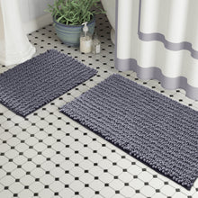 Load image into Gallery viewer, Rectangular 2 Piece Bath Rug Set | 20x30 + 15x23 inch | Dark Grey