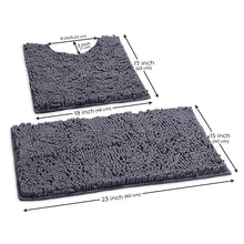 Load image into Gallery viewer, Luxury Chenille Bathroom Rugs 2-Piece Bath Mat Set, Small, Dark Gray