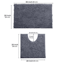 Load image into Gallery viewer, LuxUrux Bathroom Rugs Luxury Chenille 2-Piece Bath Mat Set, Dark Gray
