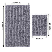 Load image into Gallery viewer, Rectangular 2 Piece Bath Rug Set, 15x23 + 27x47 inch, Dark Gray