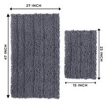 Load image into Gallery viewer, 2 Piece Rectangular Bath Rug Set, 15x23 + 27x47 inch, Dark Gray