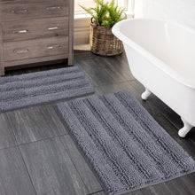 Load image into Gallery viewer, 2 Piece Rectangular Bath Rug Set, 15x23 + 20x30  inch, Dark Gray