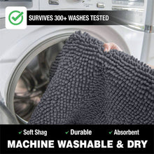 Load image into Gallery viewer, 2 Piece Bath Rug + Square Cutout Toilet Mat Set, Dark Grey