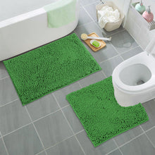 Load image into Gallery viewer, LuxUrux Bathroom Rugs Luxury Chenille 2-Piece Bath Mat Set, Green
