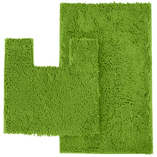 Load image into Gallery viewer, 2 Piece Bath Rug + Square Cutout Toilet Mat Set, Green