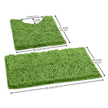 Load image into Gallery viewer, Luxury Chenille Bathroom Rugs 2-Piece Bath Mat Set, Small, Green