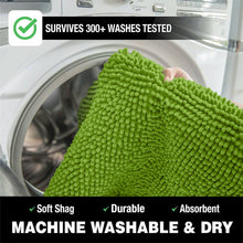 Load image into Gallery viewer, 2 Piece Bath Rug + Square Cutout Toilet Mat Set, Green