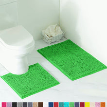 Load image into Gallery viewer, Luxury Chenille Bathroom Rugs 2-Piece Bath Mat Set, Small, Green