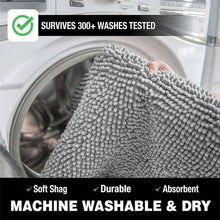 Load image into Gallery viewer, 2 Piece Bath Rug + Square Cutout Toilet Mat Set, Grey