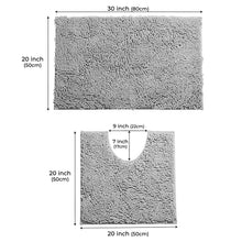 Load image into Gallery viewer, LuxUrux Luxury Chenille 2-Piece Set, Bath Rug + Toilet Mat | 1" Microfiber Shaggy, Super Absorbent | 20-30 & 20-20 U inches | Grey